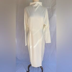 NWT FHQ Collection Size L Ivory dress long sleeve knee length